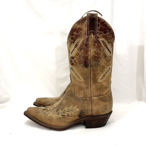 Justin Bent Rail 11" Distressed Tan Cowboy Boots BRL107 Wms EXCELLENT COND - Picture 2 of 13